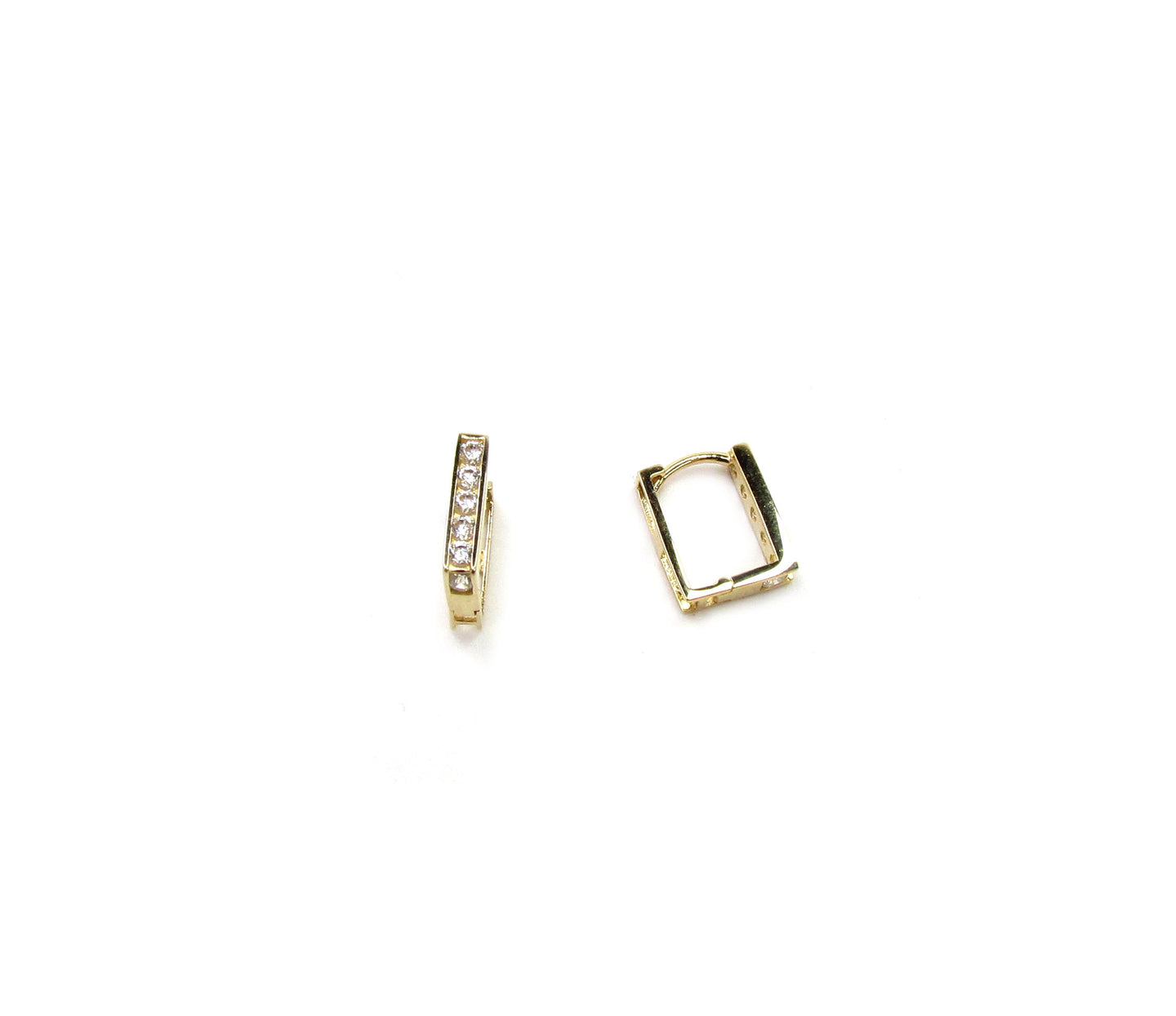 14K Gold Square CZ Hoop Earrings | Modern Geometric Everyday Hoops
